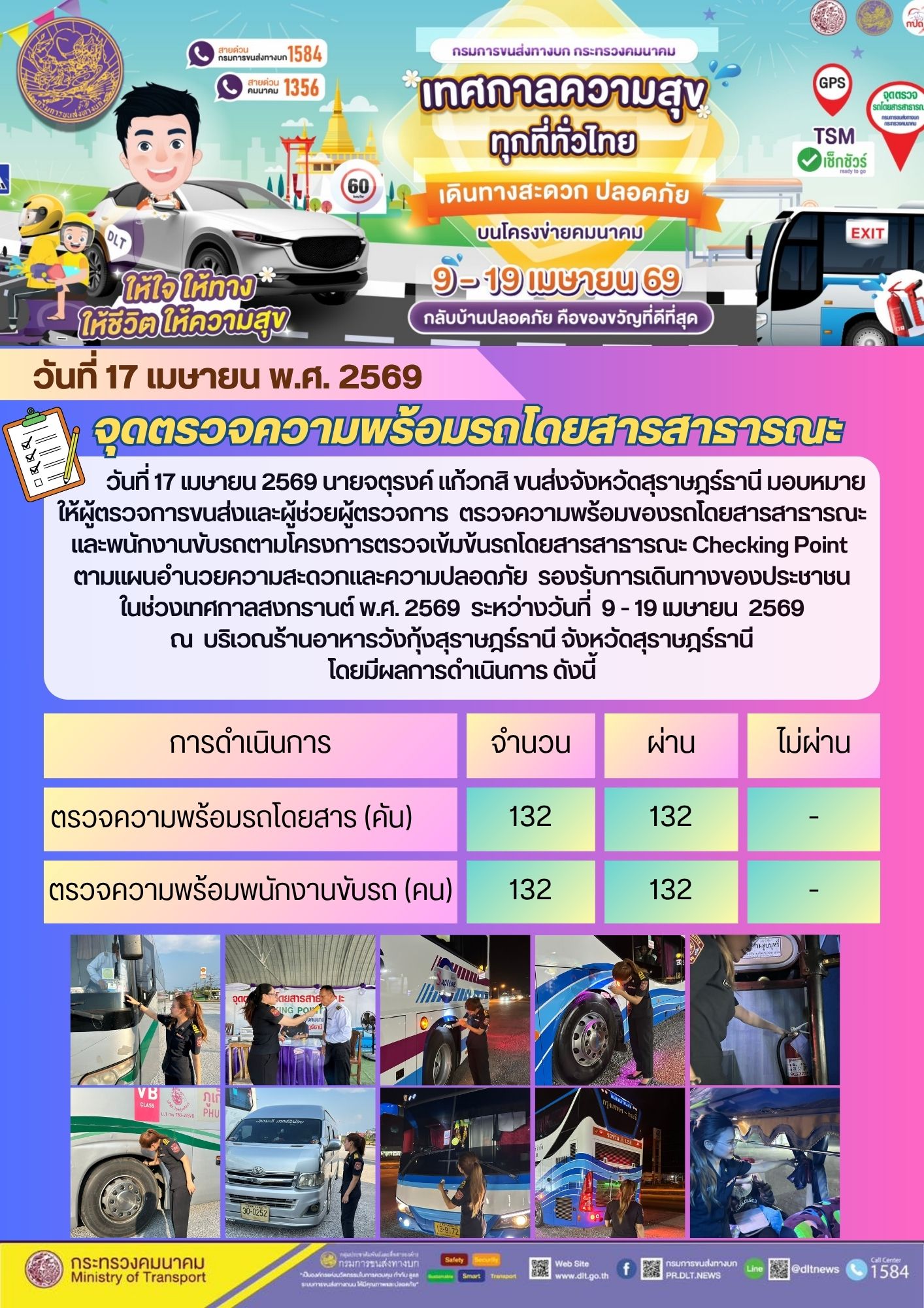 จุดตรวจความพร้อม รถโดยสารสาธารณะ วันที่ 17 เมษายน พ.ศ. 2569