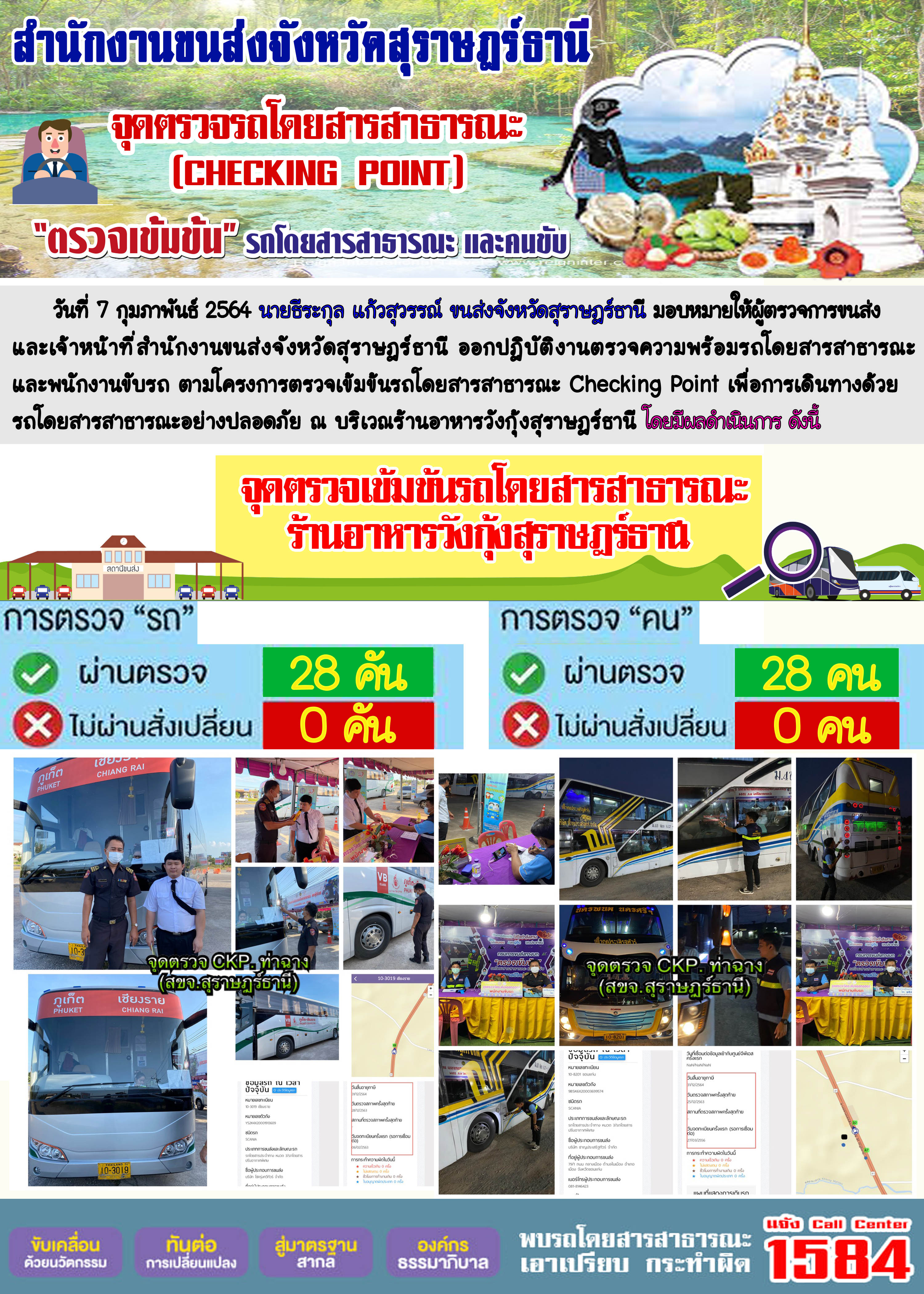 CHECKING POINT ระยะที่ 2 ผลการตรวจสอบรถและพนักงานขับรถ ณ จุดตรวจ (Checking Point)