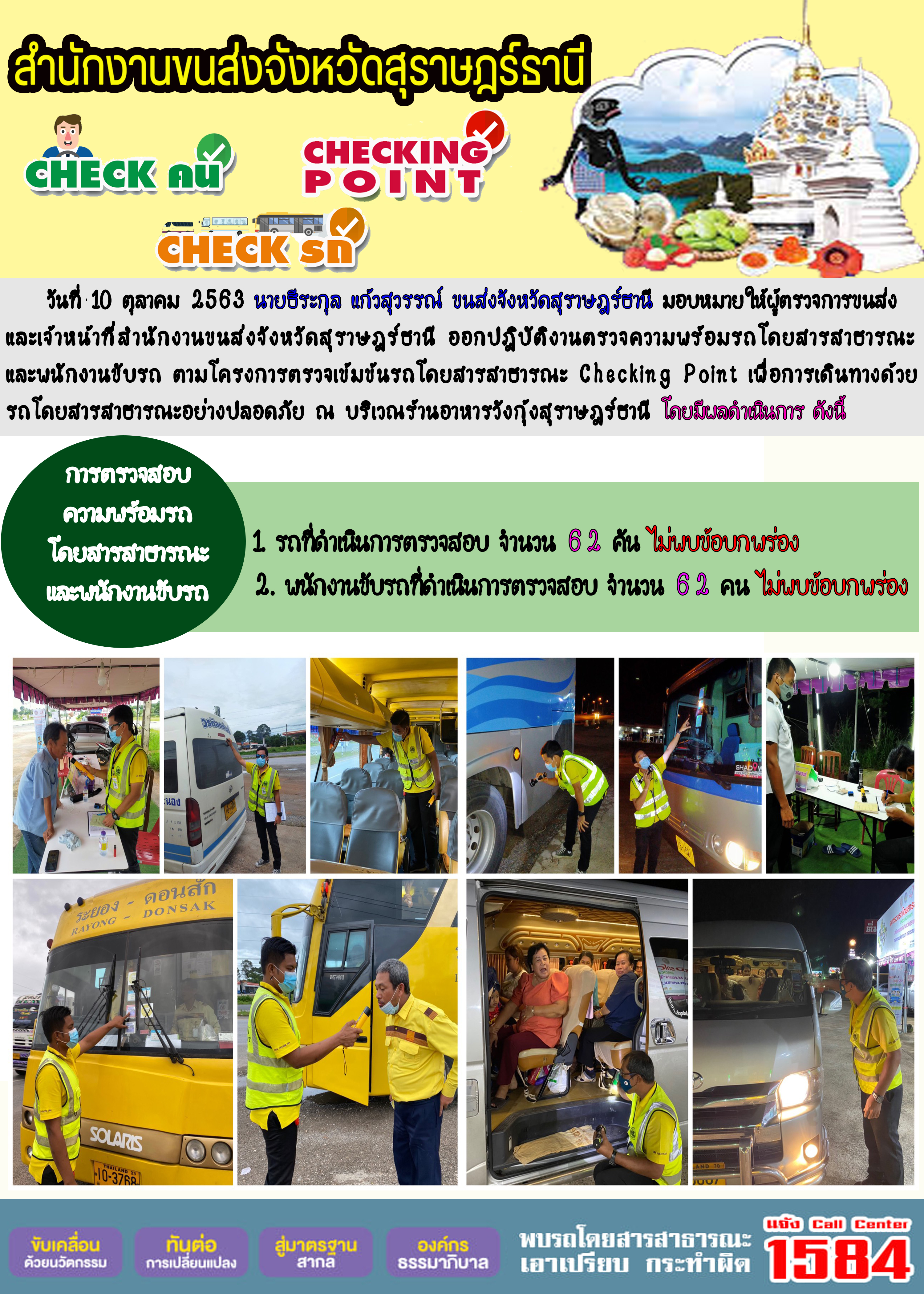 CHECKING POINT ระยะที่ 2 ผลการตรวจสอบรถและพนักงานขับรถ ณ จุดตรวจ (Checking Point) 