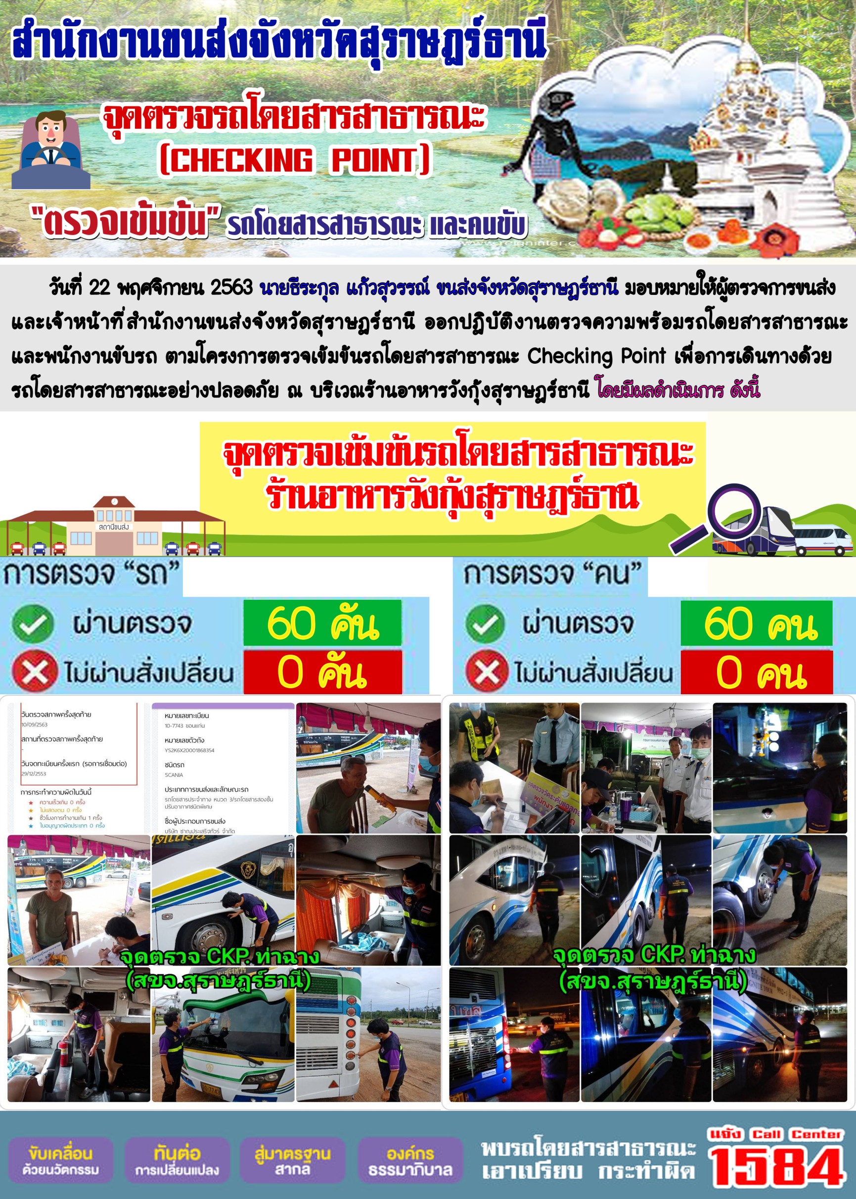 CHECKING POINT ระยะที่ 2 ผลการตรวจสอบรถและพนักงานขับรถ ณ จุดตรวจ (Checking Point)