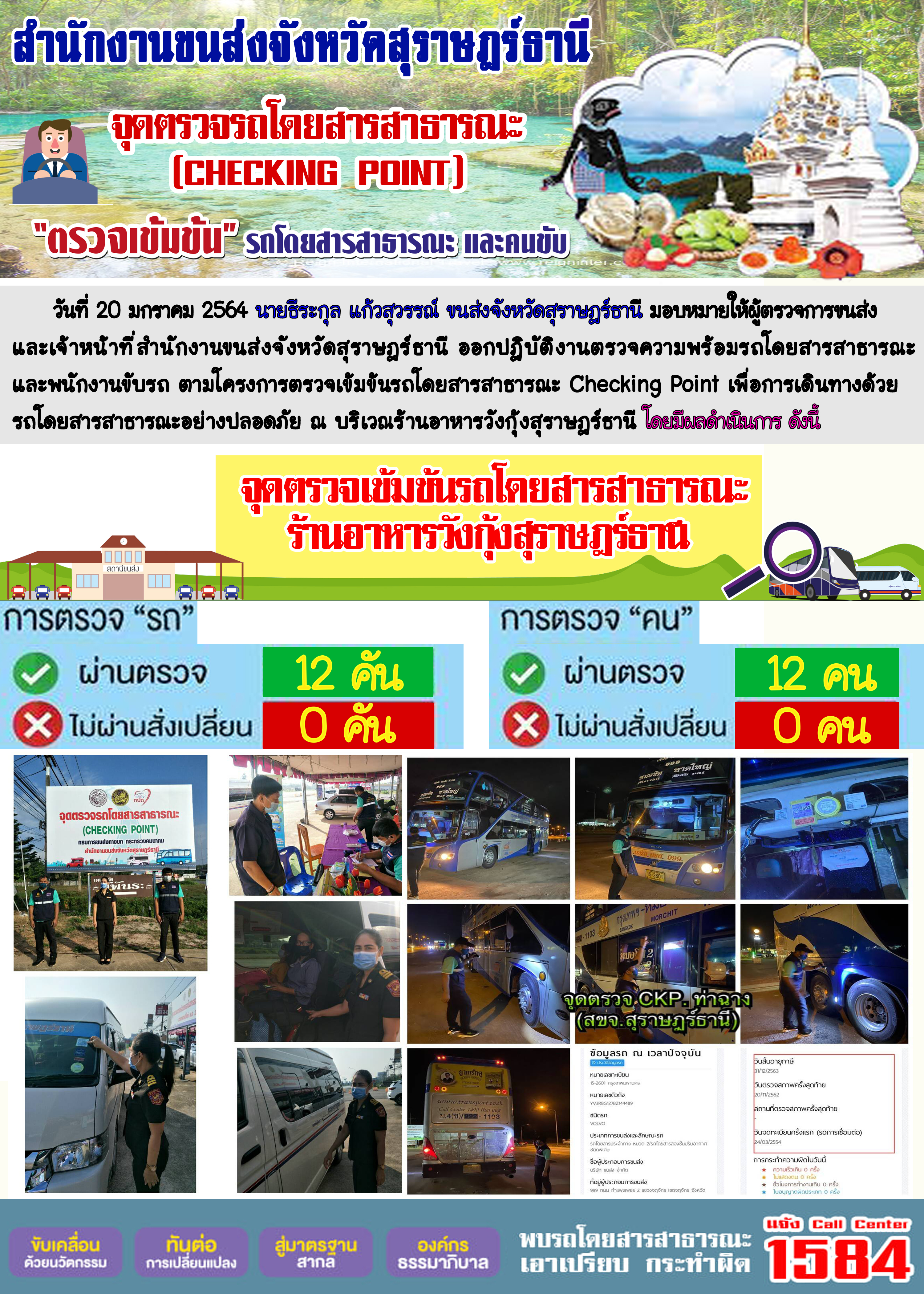 CHECKING POINT ระยะที่ 2 ผลการตรวจสอบรถและพนักงานขับรถ ณ จุดตรวจ (Checking Point)